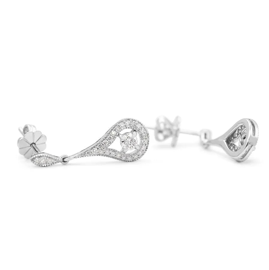 18ct White Gold Diamond Drop Earrings