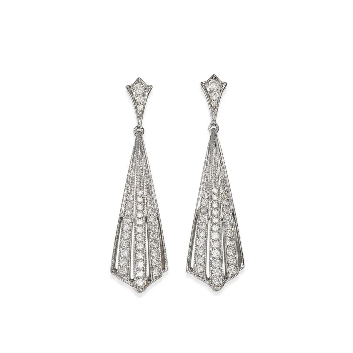 18ct White Gold Diamond Drop Earrings