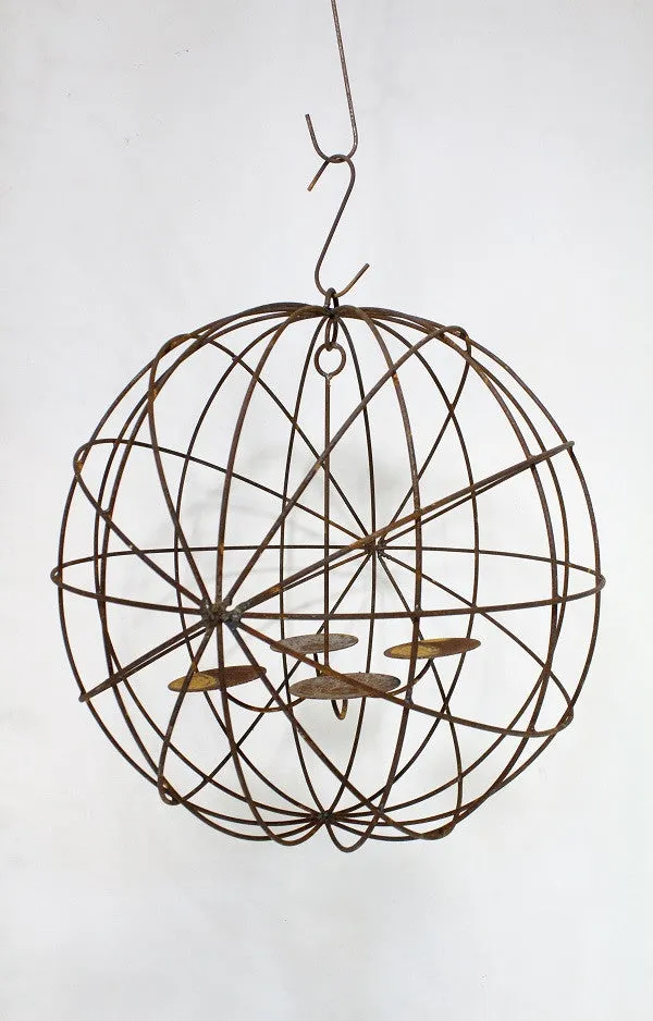 18in Wire Ball with 4 Tin Plates decorative plants  