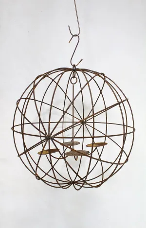 18in Wire Ball with 4 Tin Plates decorative plants  