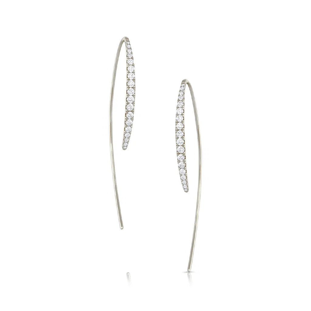 18k White Gold 0.74ctw Hook Trough Earrings