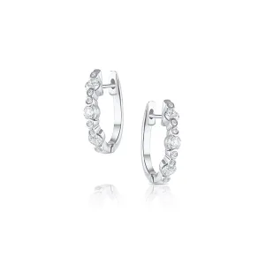 18k White Gold 0.84ctw Diamond Huggy Hoop Earrings