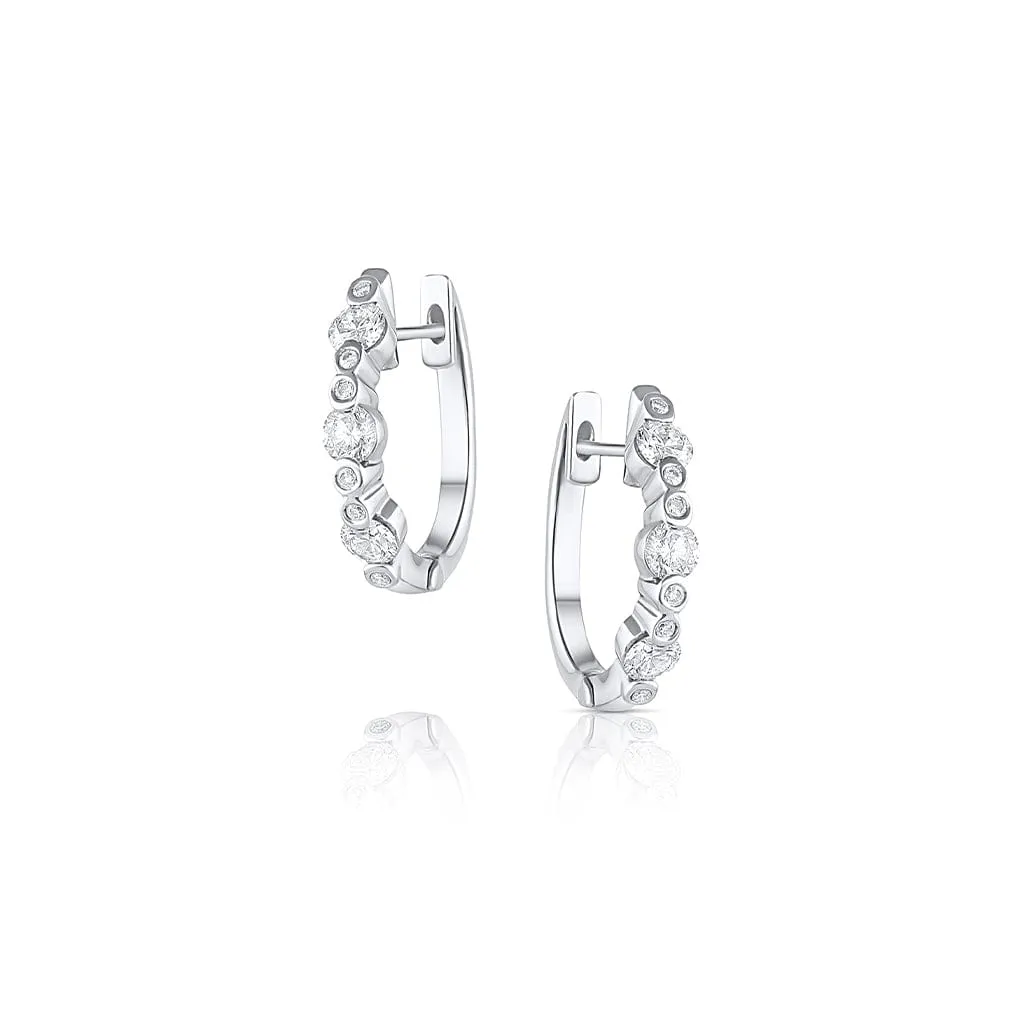 18k White Gold 0.84ctw Diamond Huggy Hoop Earrings