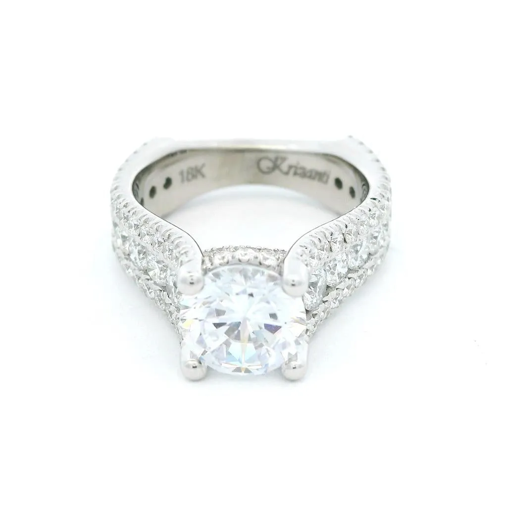 18K White Gold Classic Round Natural Diamonds Natural Diamonds Engagement Ring