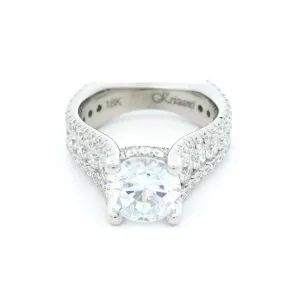 18K White Gold Classic Round Natural Diamonds Natural Diamonds Engagement Ring