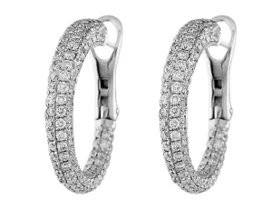 18k White Gold Pav?? Diamond Omega Hoops