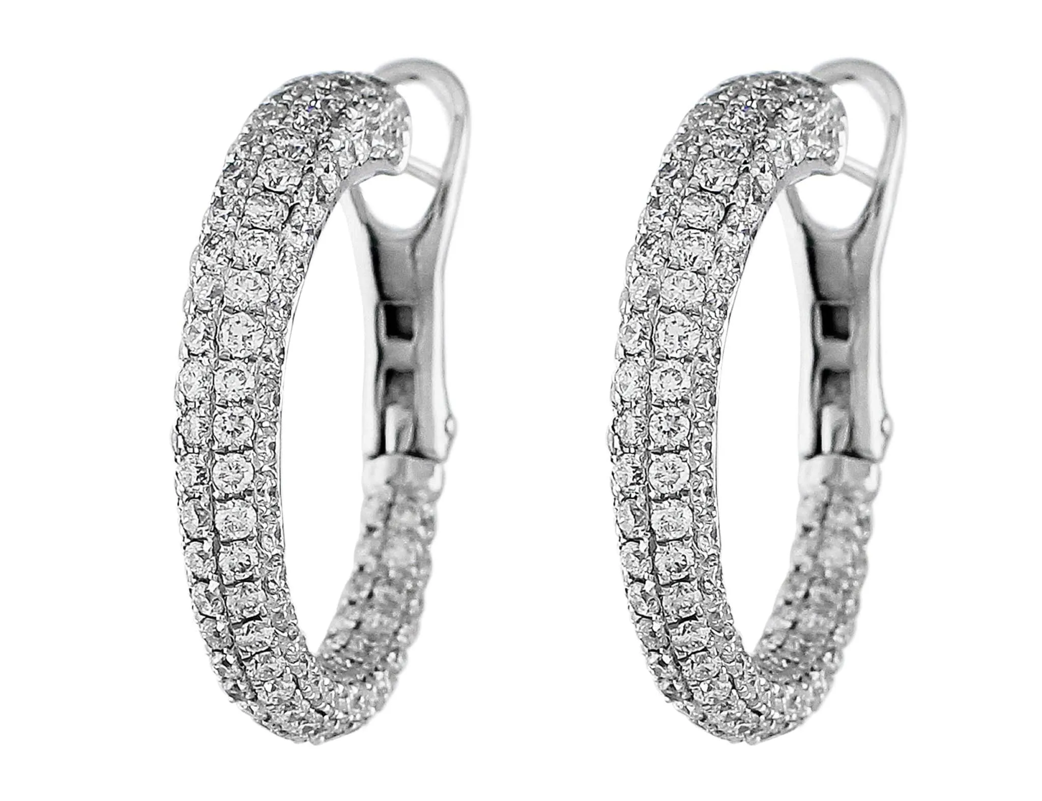 18k White Gold Pav?? Diamond Omega Hoops