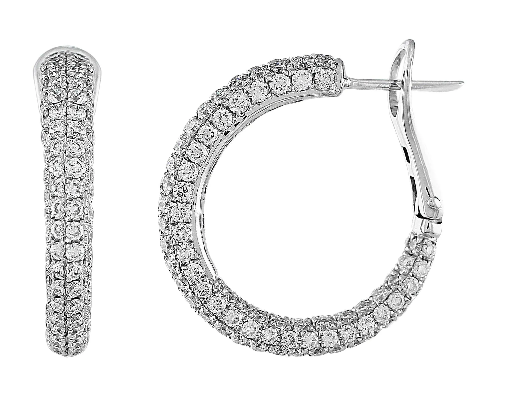 18k White Gold Pav?? Diamond Omega Hoops
