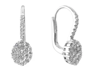 18k White Gold Pav?? Diamond Oval Earrings