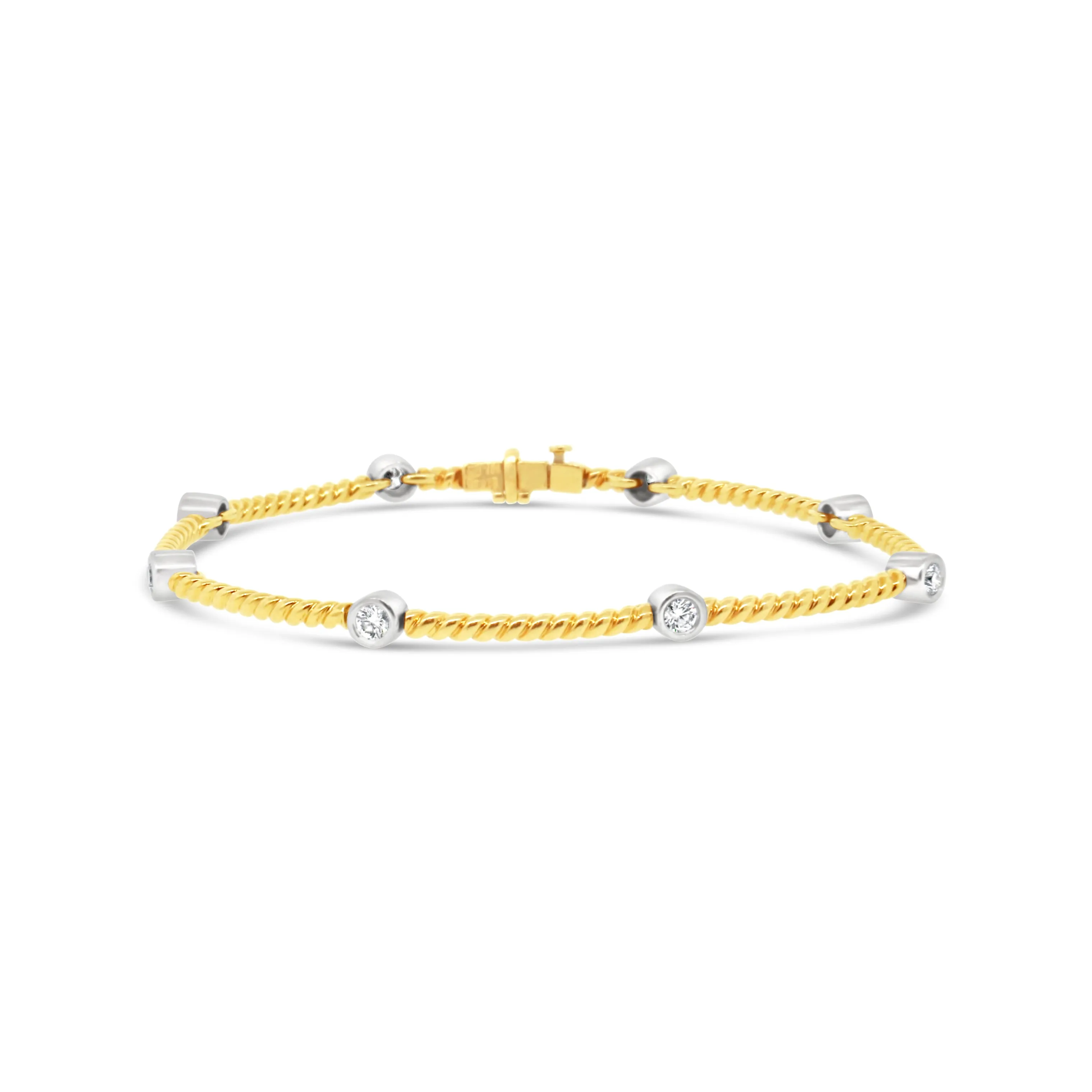 18k Yellow Gold Bezel Set Diamond Bracelet