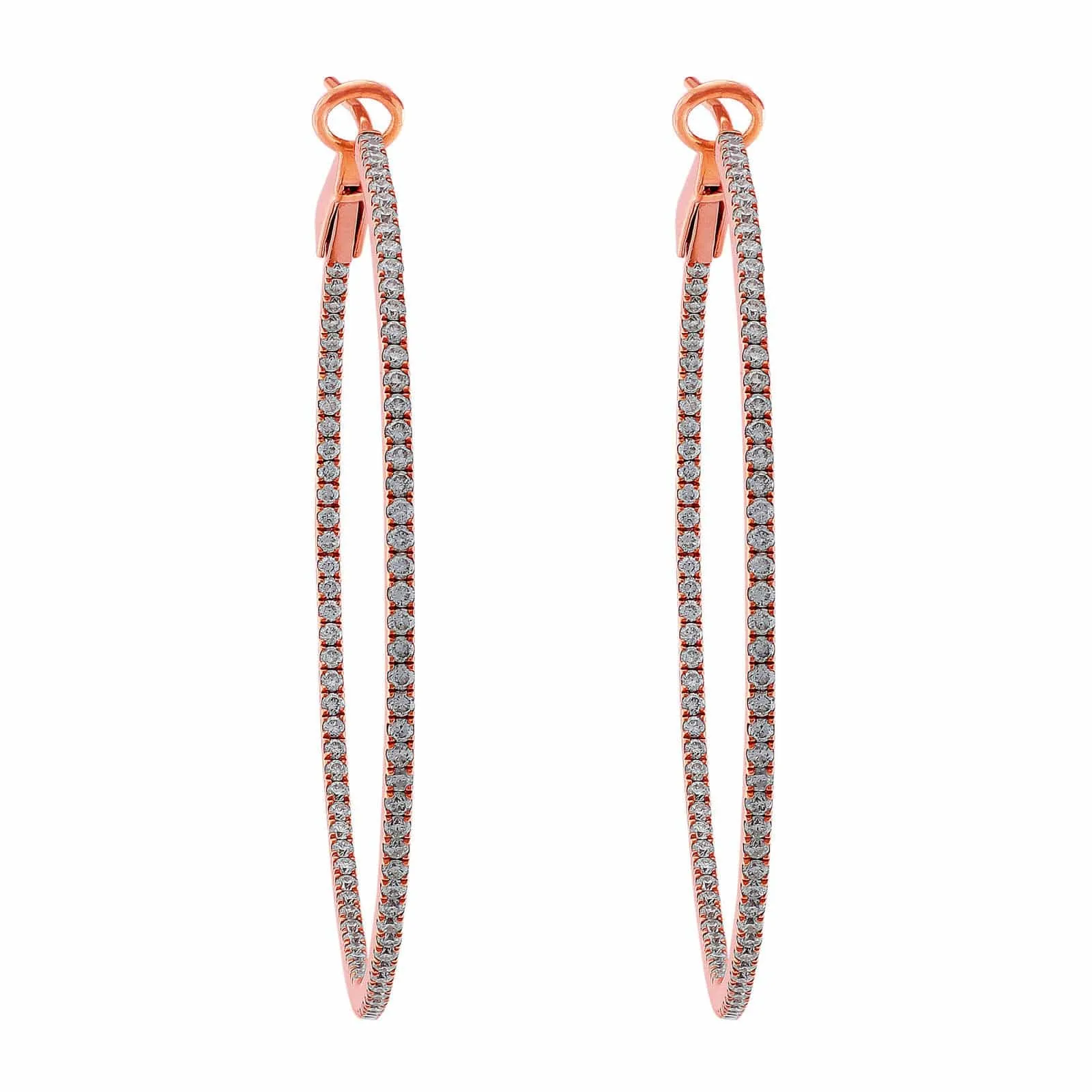 18kt Rose Gold Diamond Hoop Earrings