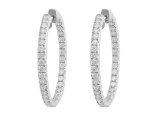 18kt White Gold Pav?? Diamond Medium Hoops