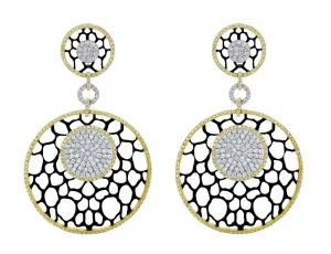 18kt Yellow Gold Lace Motif Pav?? Omega Earrings