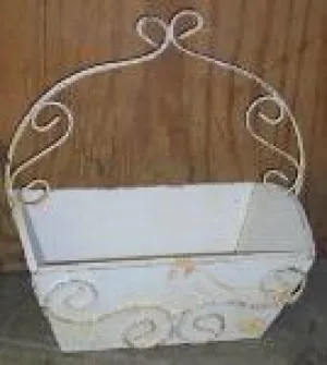 19" H WOODEN BOX decorative plants  