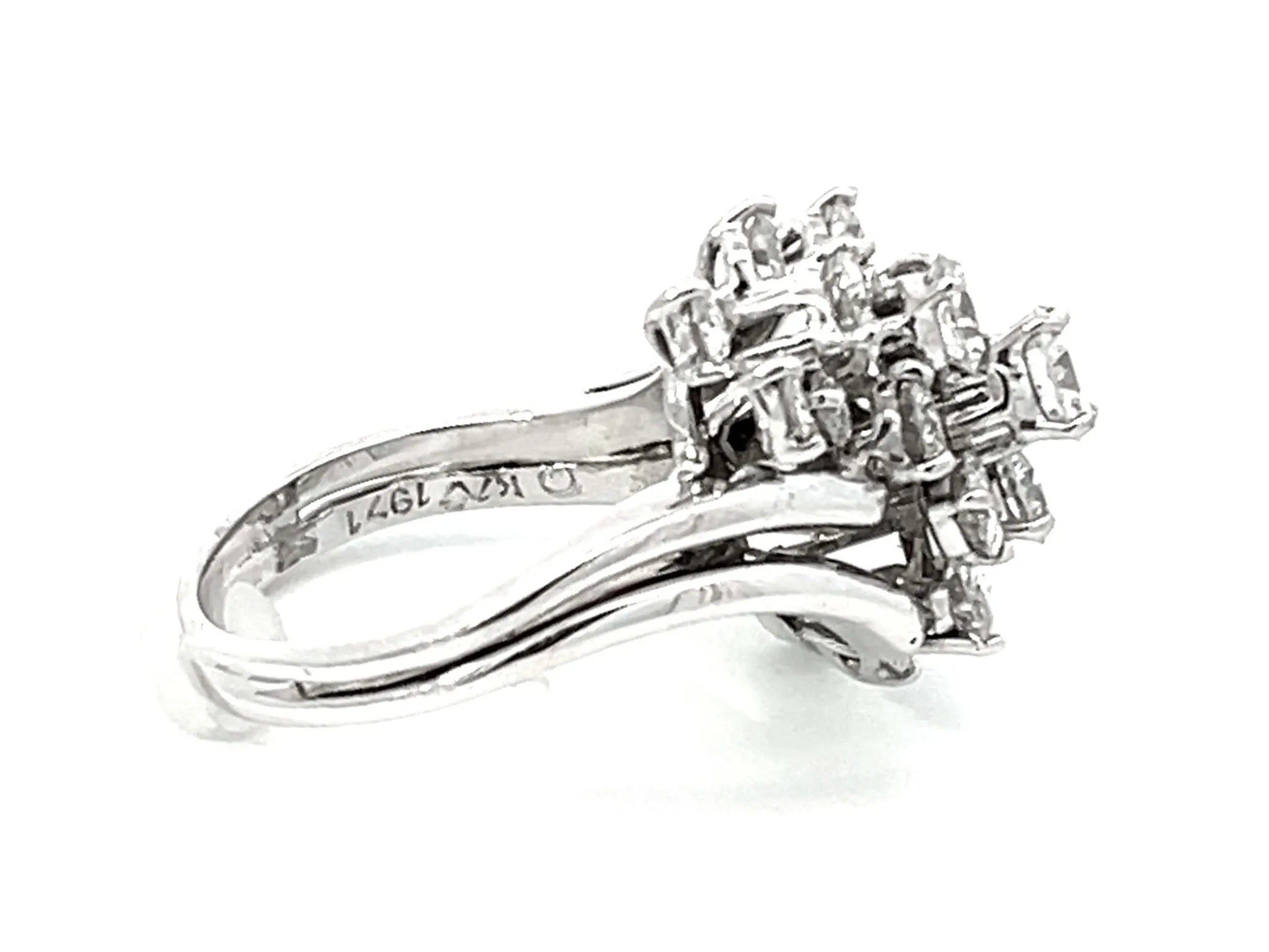 2 Carat Diamond Cluster Ring 18k White Gold