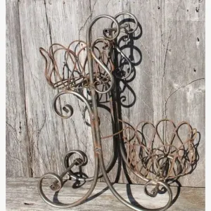 2 Tier Wrought Iron Fancy Basket Rack Display Rack decorative plants  