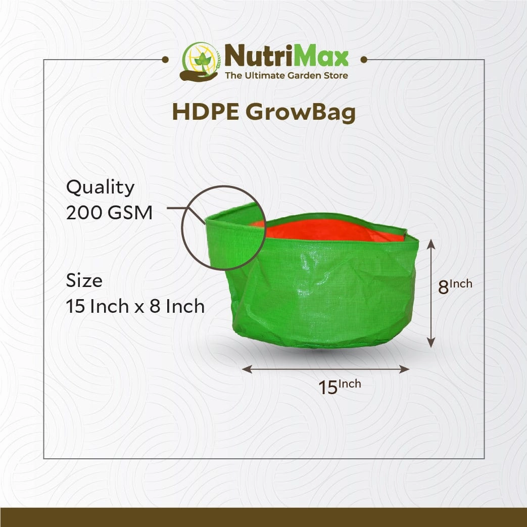 200 GSM HDPE Grow Bags 15 inch x 8 inch Outdoor Plant Bag