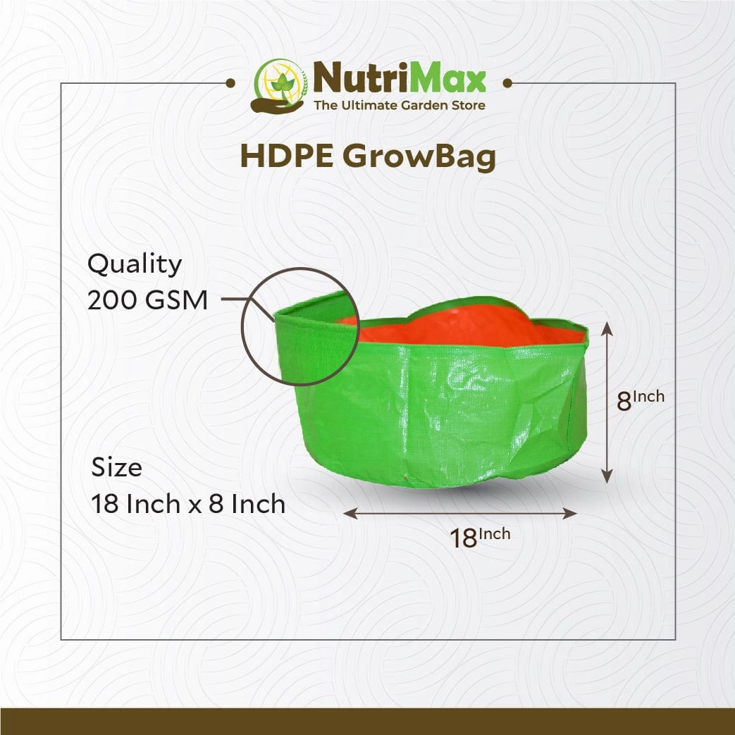 200 GSM HDPE Grow Bags 18 inch x 8 inch Outdoor Plant Bag