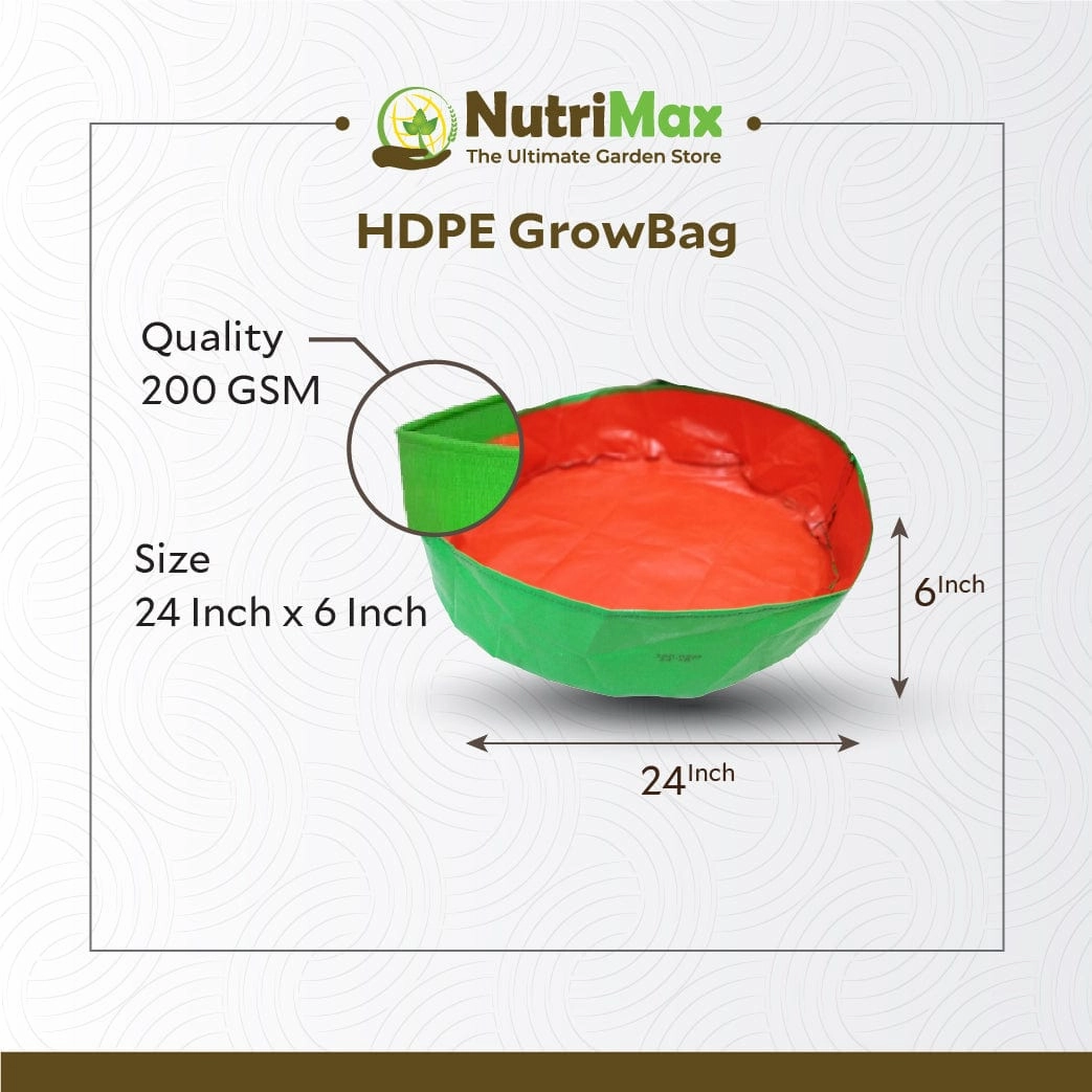 200 GSM HDPE Grow Bags 24 inch x 6 inch Outdoor Plant Bag