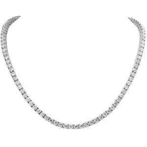 21.5ct Round Cut Diamond Tennis Necklace 14K White Gold 18.5 Inches 4-prongs