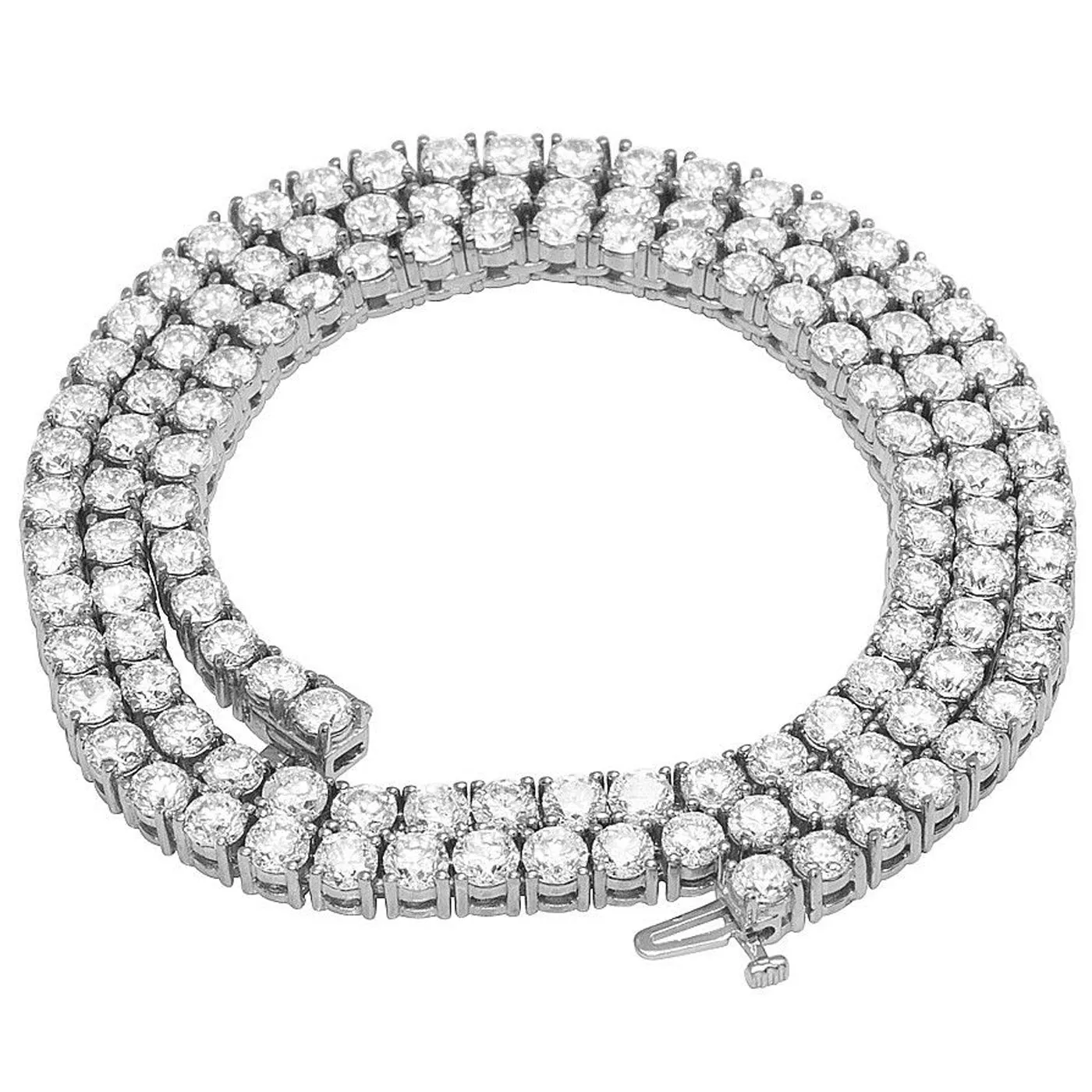 23.5ct Round Cut 14K White Gold 4-prongs F VVS2 Diamond Tennis Necklace