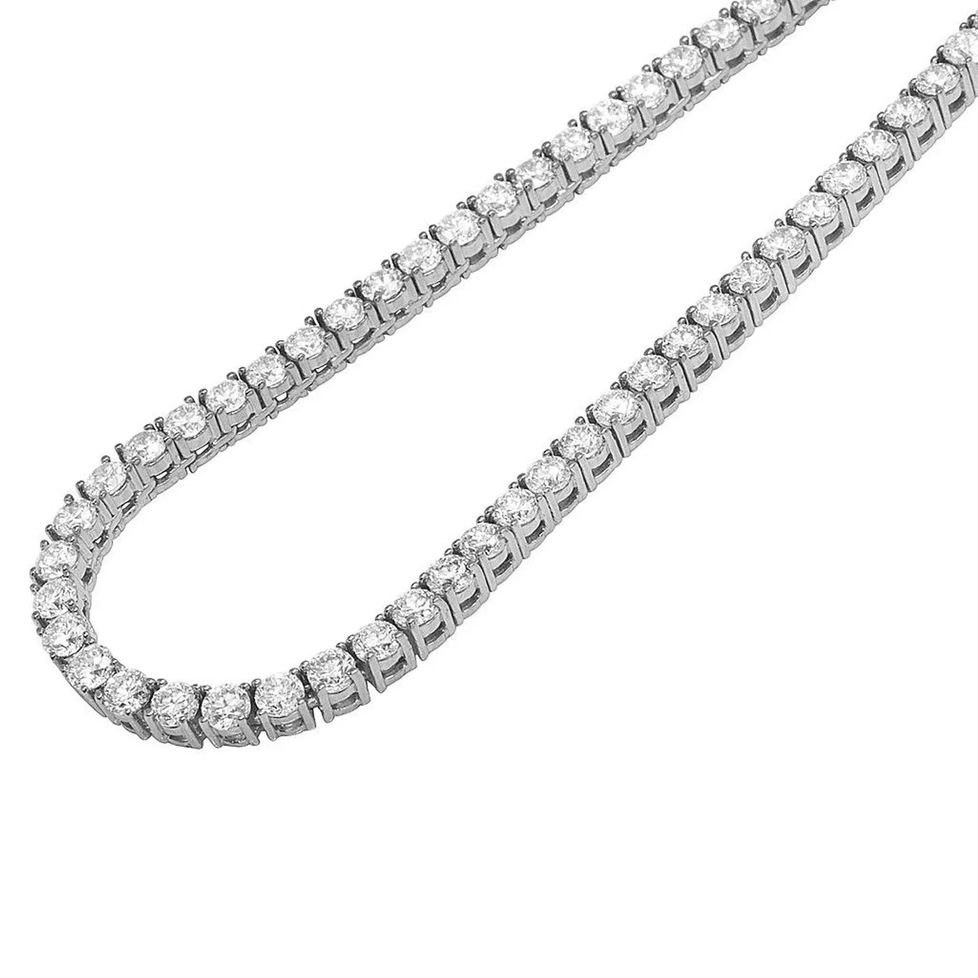 23.5ct Round Cut 14K White Gold 4-prongs F VVS2 Diamond Tennis Necklace