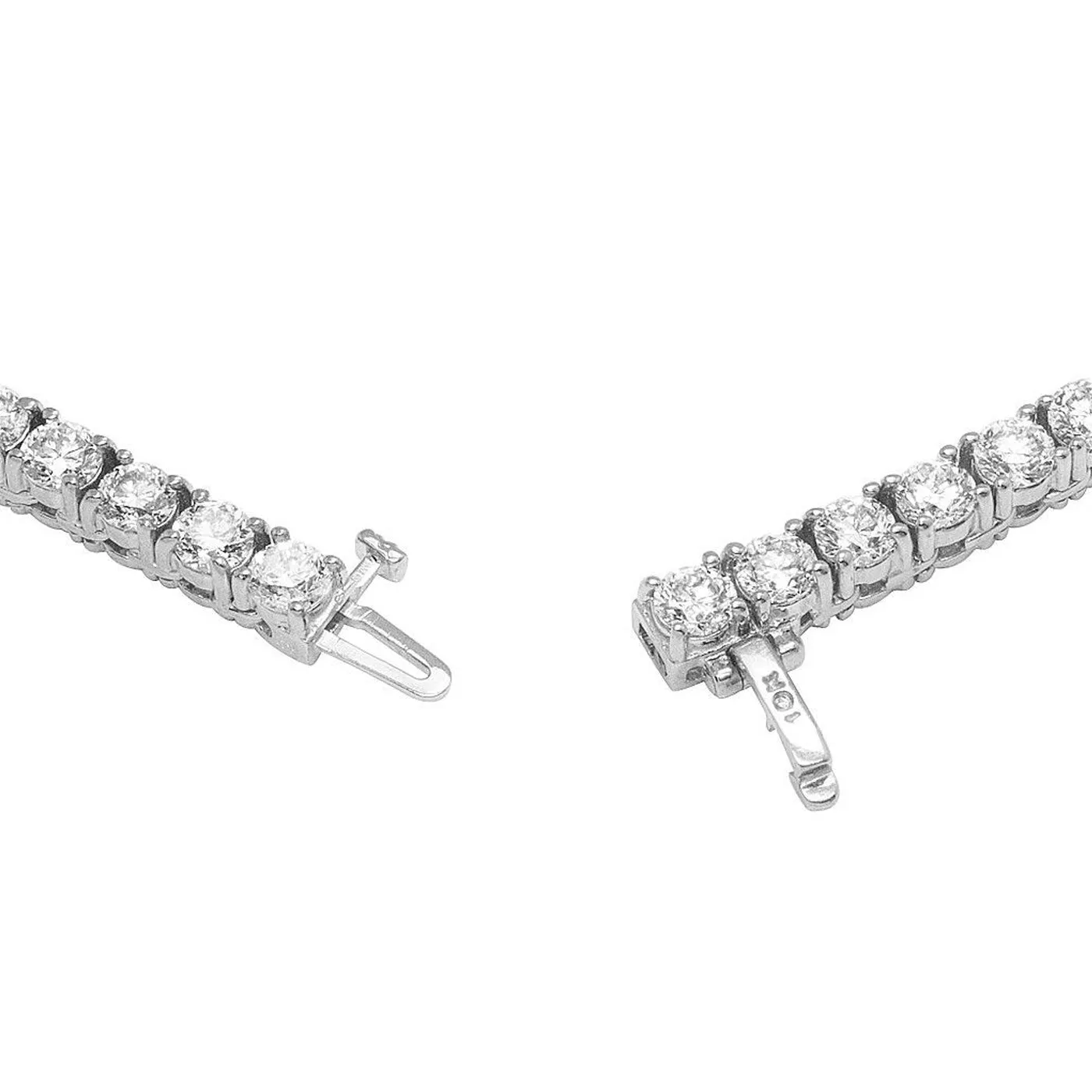 23.5ct Round Cut 14K White Gold 4-prongs F VVS2 Diamond Tennis Necklace
