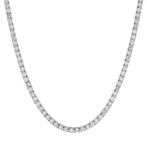 23.5ct Round Cut 14K White Gold 4-prongs F VVS2 Diamond Tennis Necklace