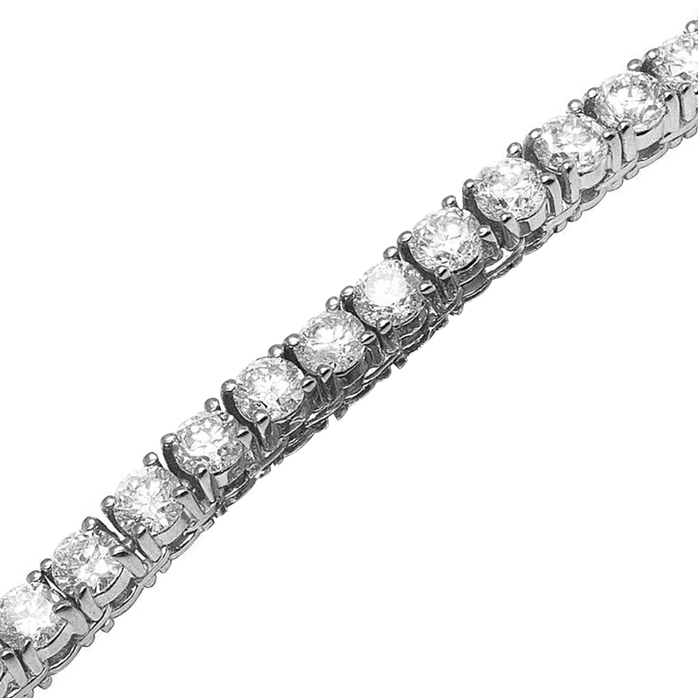 23.5ct Round Cut 14K White Gold 4-prongs F VVS2 Diamond Tennis Necklace