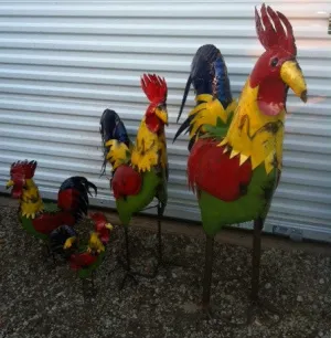 24"H Colorful Rooster decorative plants  