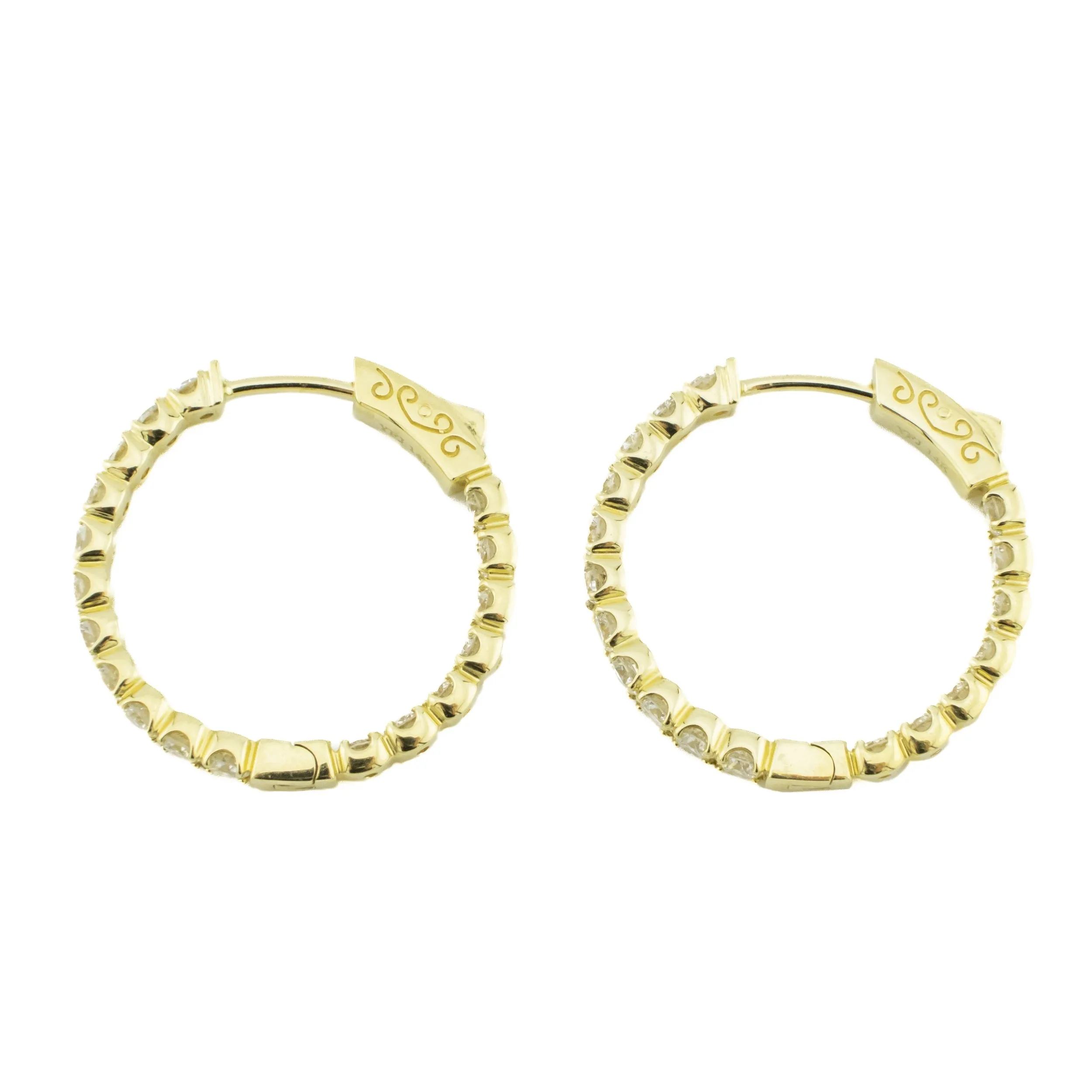 2.50ctw Round Diamond Inside Out Hoops in 14K Yellow Gold