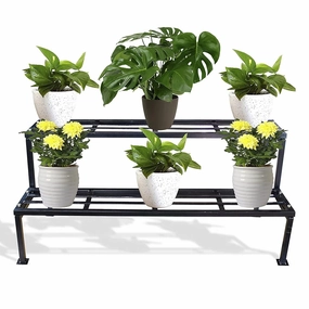 2 Step Stand for Multiple Plants and Pots Stand, Indoor Shelf Holder Rack, Gardening Stand,Indoor Outdoor (Black) cactus succulent plant  