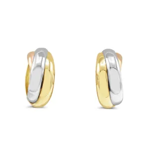 3 Colour Gold Hoop Earrings - 18ct Gold