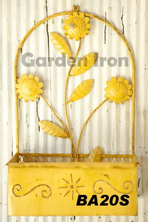 3 Sunflower Square Wall Basket decorative plants  