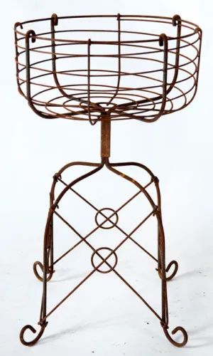 33" Tall Wrought Iron Round Planter decorative plants  