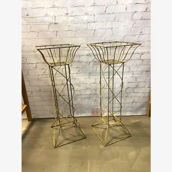 36" Tall Square Pedestal & Plant Support, Planter Wrought Iron
