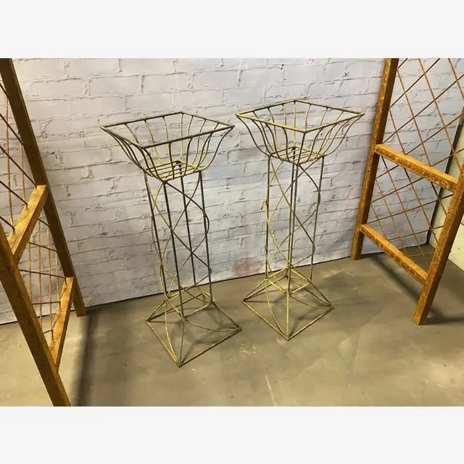 36" Tall Square Pedestal & Plant Support, Planter Wrought Iron