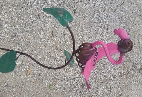 36" H Rock Flamingo on Stake decorative plants  