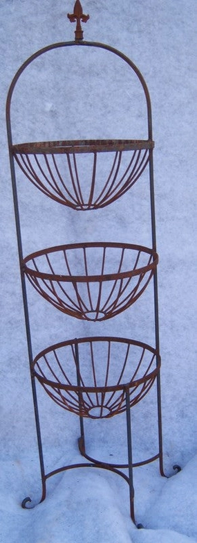 3 Tier Round Basket Stand w. Finial cactus succulent plant  