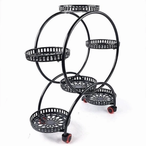 4 Layer 6 Pots Flower Holder Plant Stand Shelf 4-Wheel Free Moving Rack V63-840601 cactus succulent plant  