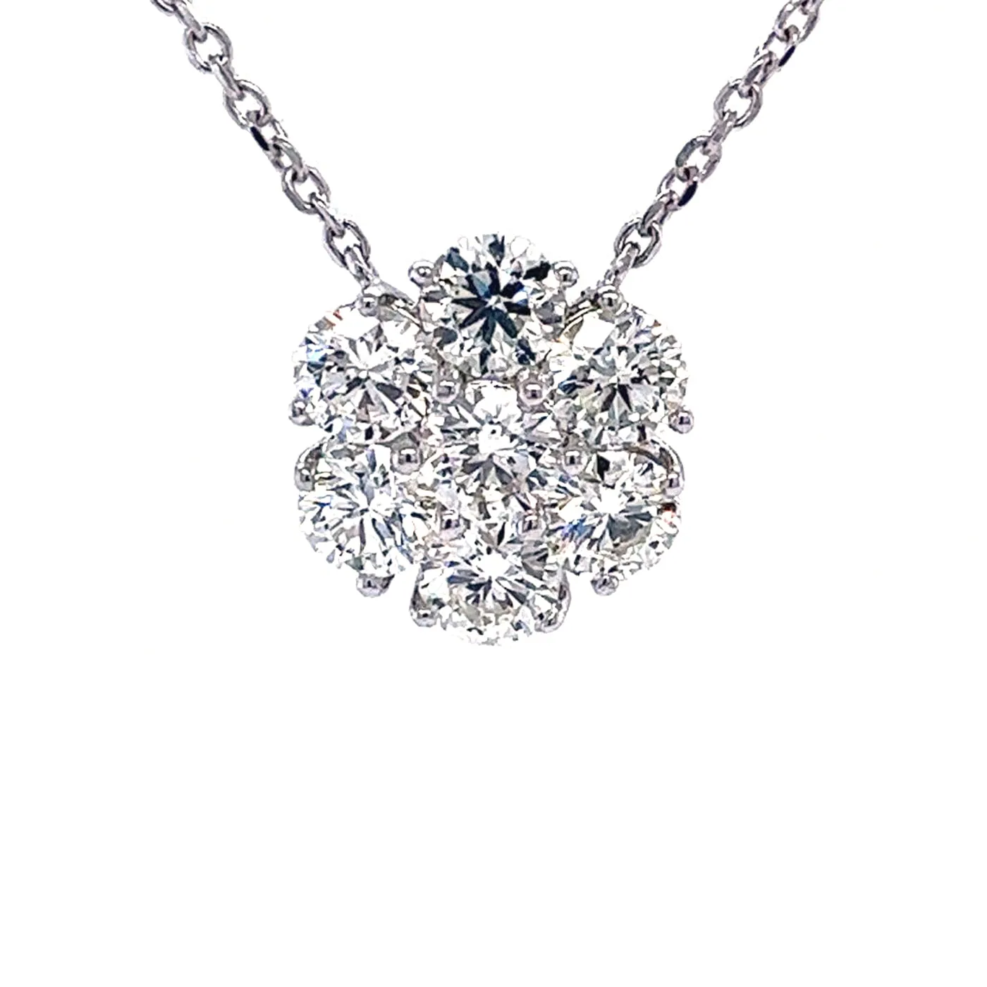 4ctw Cluster Pendant Flower Necklace on a Diamond by the Yard Chain 14K Gold