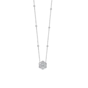 4ctw Cluster Pendant Flower Necklace on a Diamond by the Yard Chain 14K Gold
