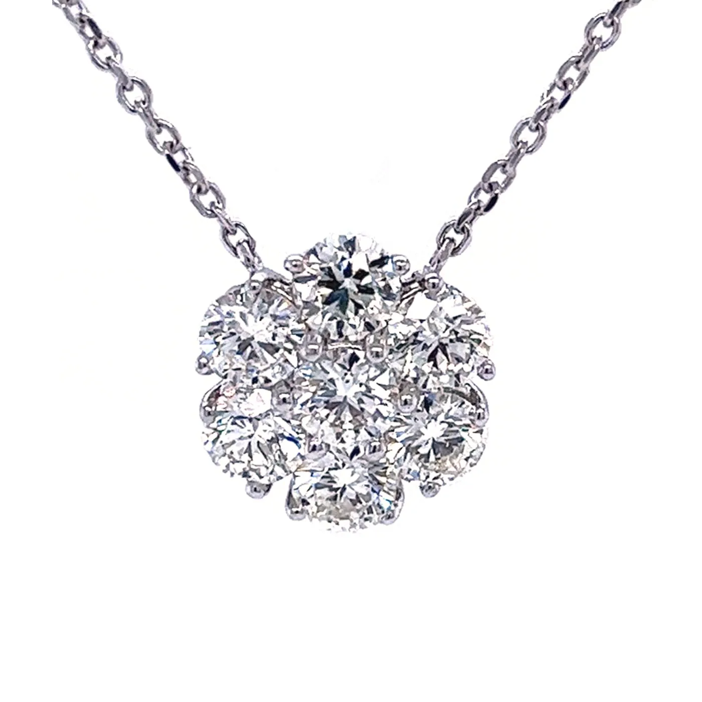 4ctw Cluster Pendant Flower Necklace on a Diamond by the Yard Chain 14K Gold
