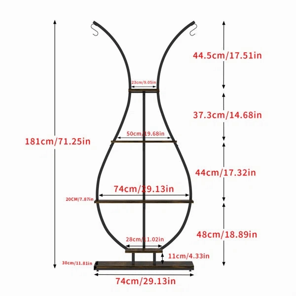5 Tier Plant Stand Vase-Shape Indoor Patio Plant Display Shelf