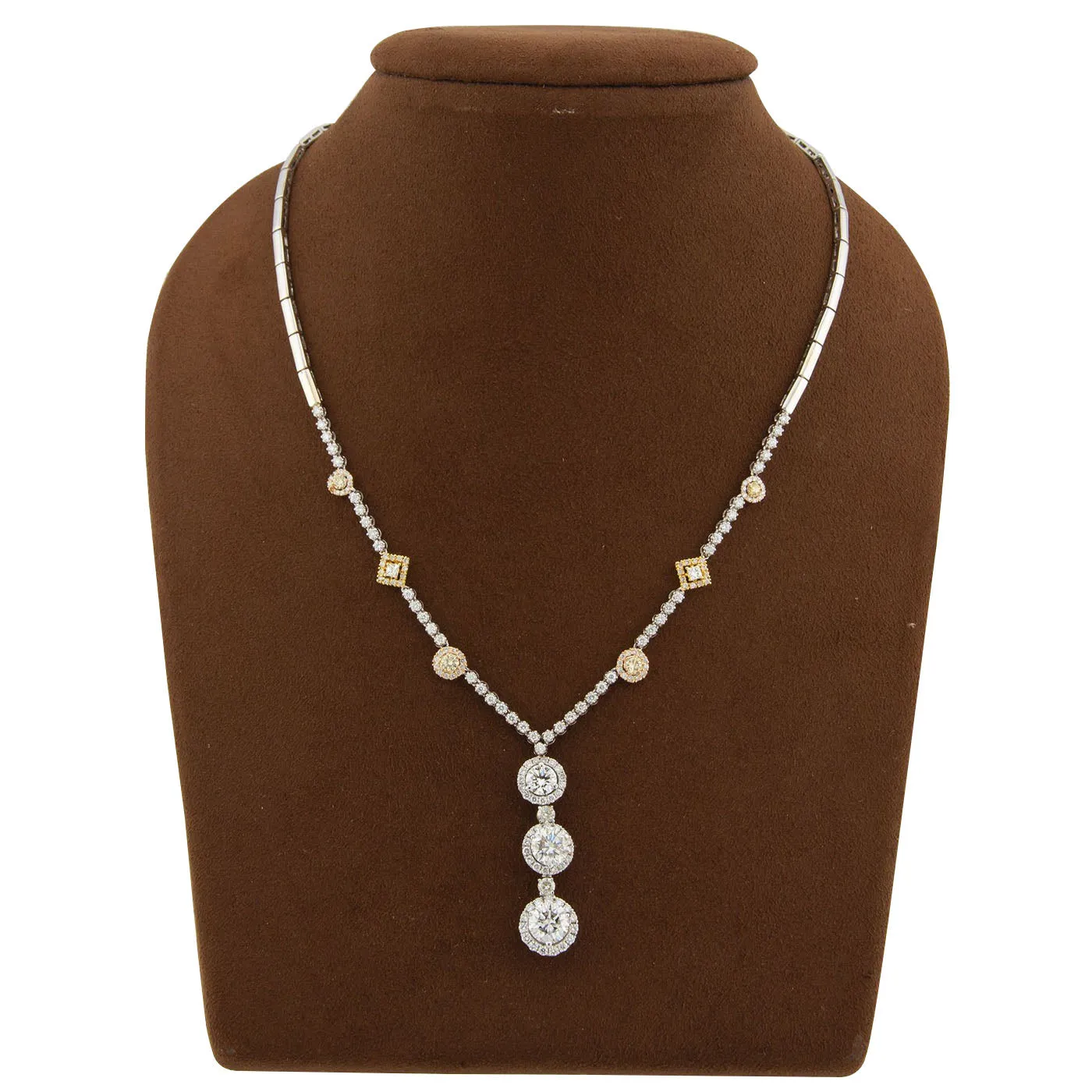 6.5 Carat Natural Round Cut Diamonds 18K White Gold Exquisite Pendant Necklace