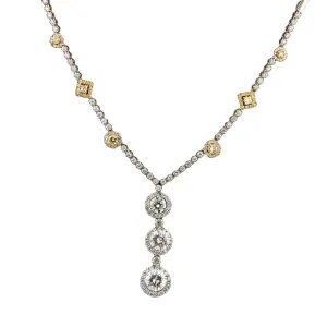 6.5 Carat Natural Round Cut Diamonds 18K White Gold Exquisite Pendant Necklace