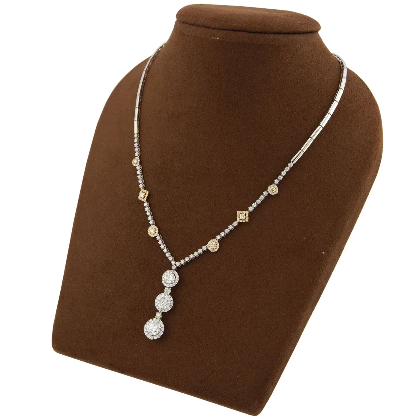 6.5 Carat Natural Round Cut Diamonds 18K White Gold Exquisite Pendant Necklace