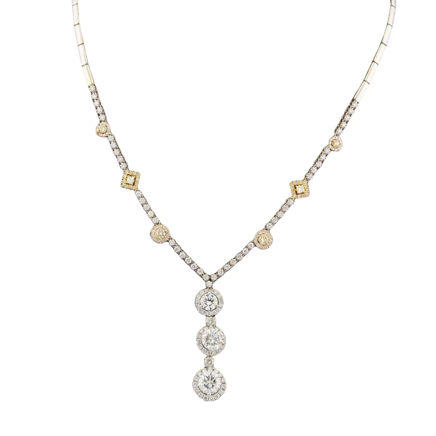 6.5 Carat Natural Round Cut Diamonds 18K White Gold Exquisite Pendant Necklace