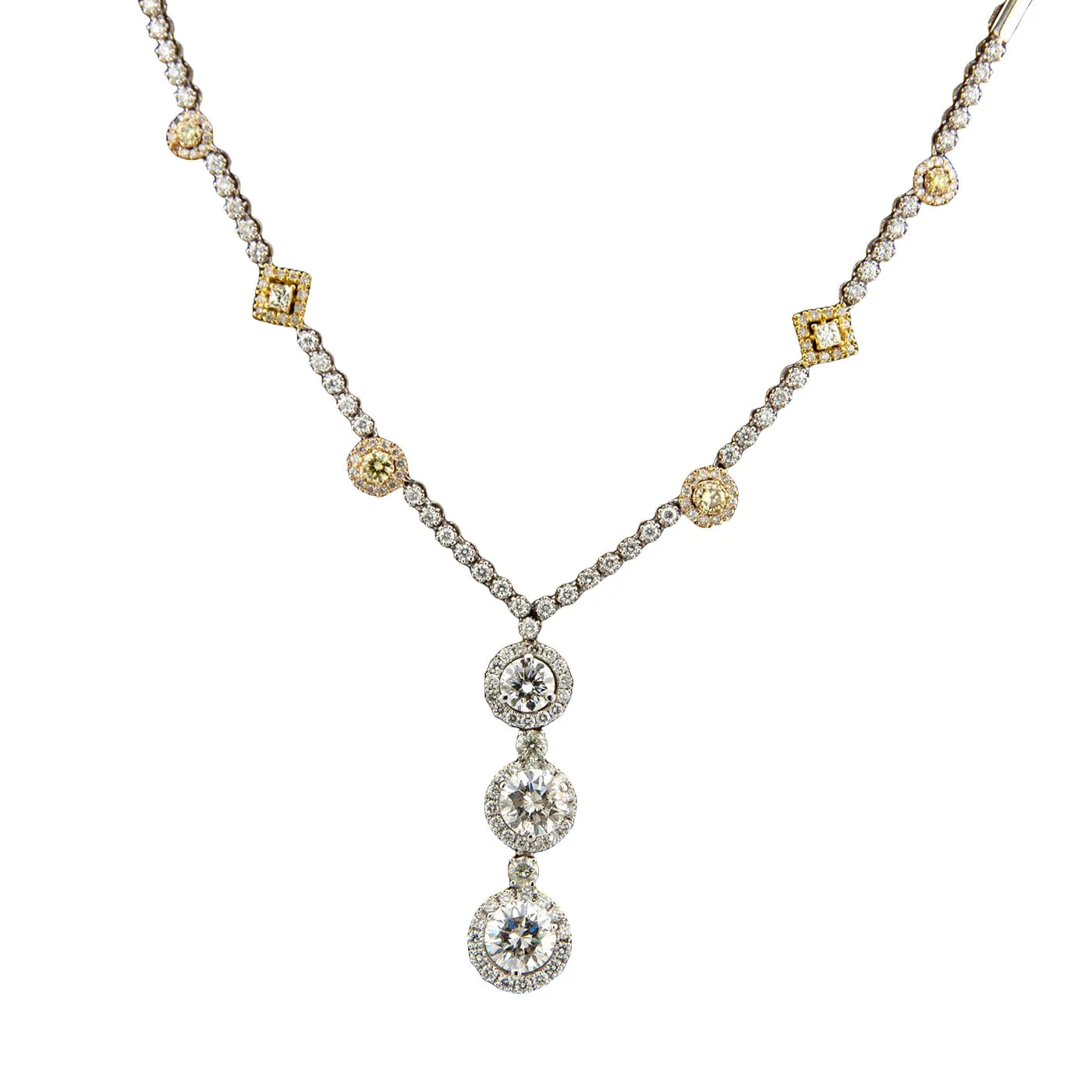 6.5 Carat Natural Round Cut Diamonds 18K White Gold Exquisite Pendant Necklace
