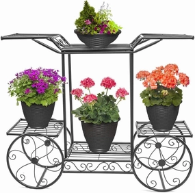 6-Tier Cart Planter Stand, Outdoor Flower Rack Flower Pot cactus succulent plant  